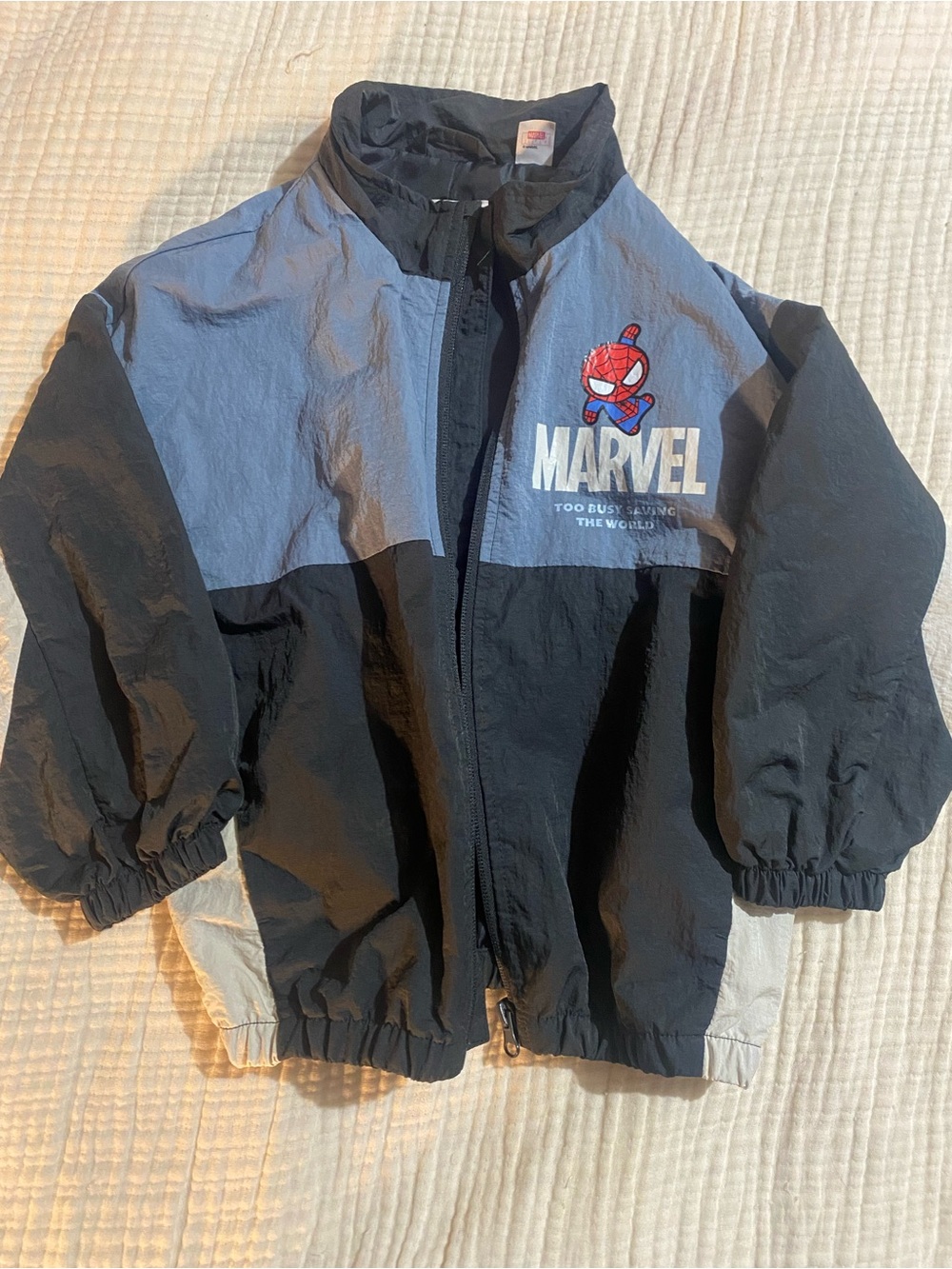 Marvel Kids Spider-Man Colorblock Windbreaker - Black & Gray